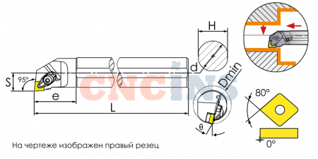 S25R-DCLNL12-D Резец токарный (державка) расточной по металлу